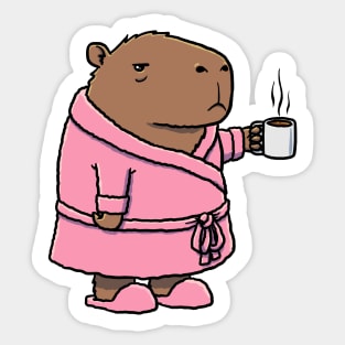 Capybara Coffee Bath Robe Sticker